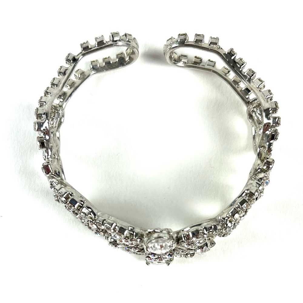Bebe Bling Rhinestone Silver Bangle Bracelet - image 3